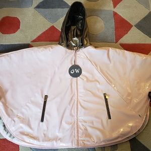 Oil & Water Riding Faux Fur Poncho - Pink & Bronze